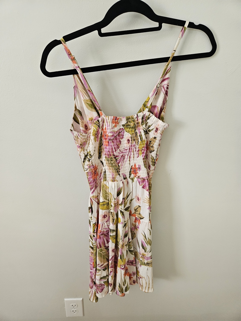Angie White Mini Dress with Pink, Orange & Green Floral Print - Picture 5 of 5